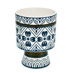 Floral Design Decorative Dolomite Planter (Blue & White)