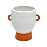 Decorative Face Art Dolomite Planter (White)