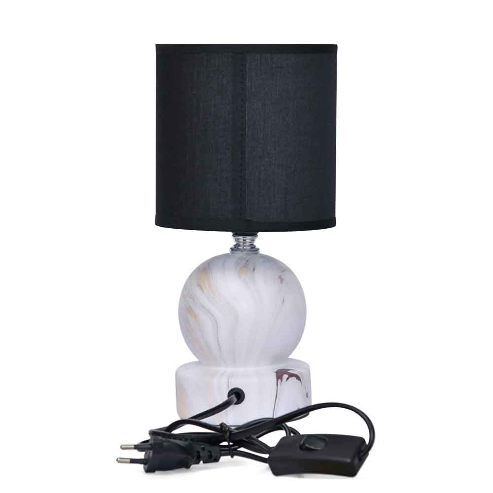 Marble Finish Ceramic Base Table Lamp (White)