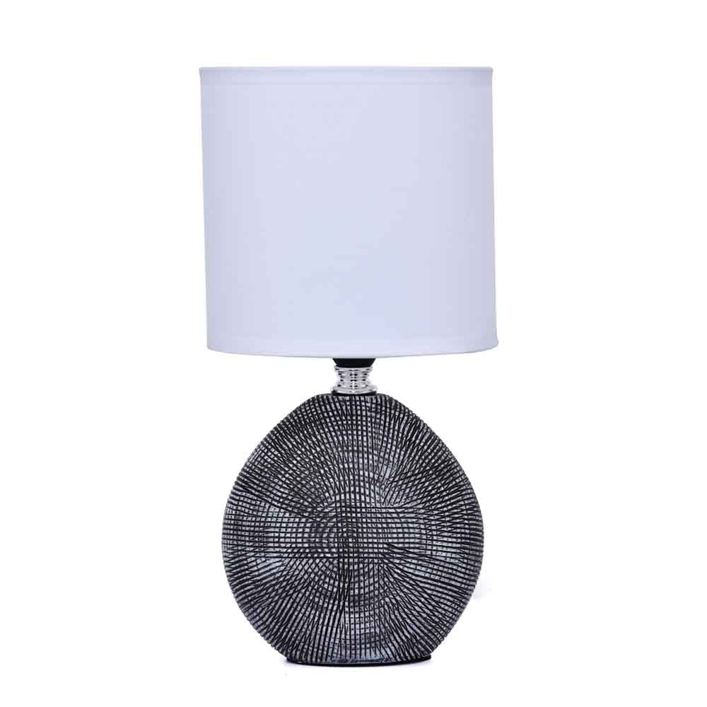 Decorative Fabric Shade Ceramic Base Table Lamp (Grey)