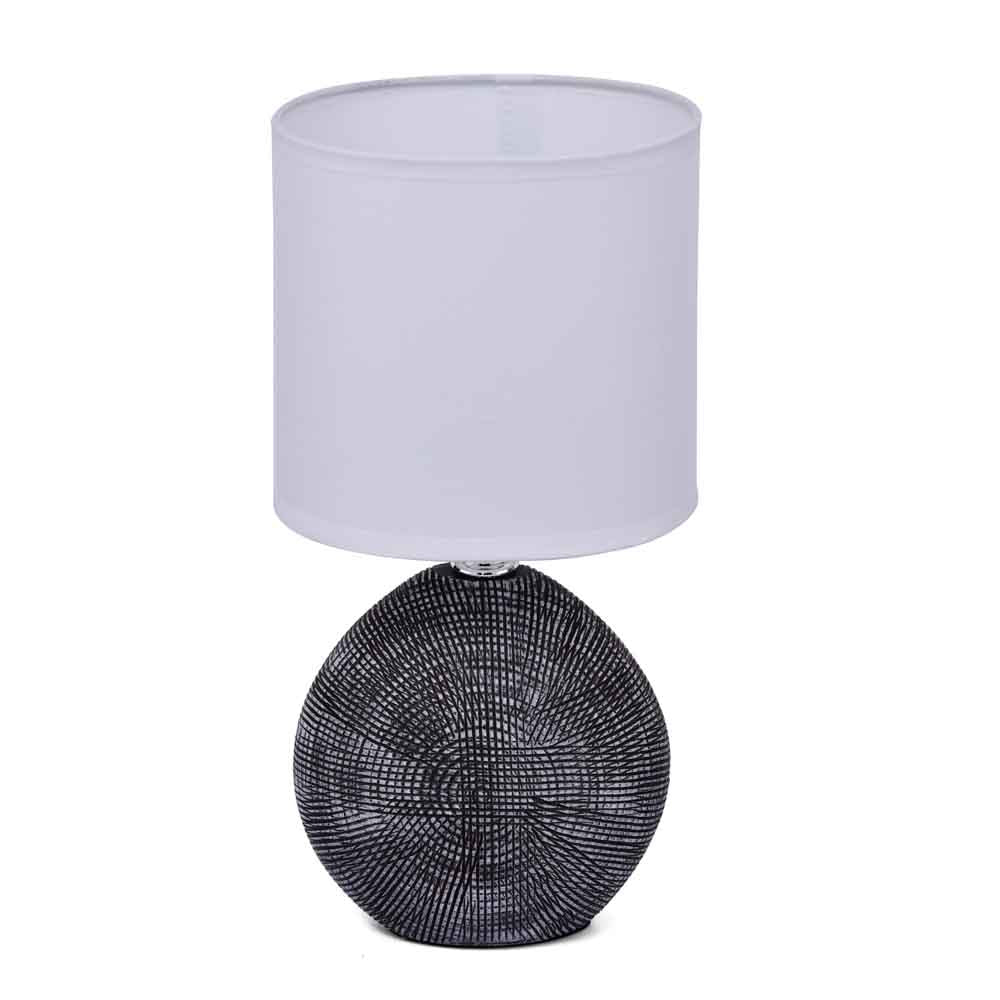 Decorative Fabric Shade Ceramic Base Table Lamp (Grey)