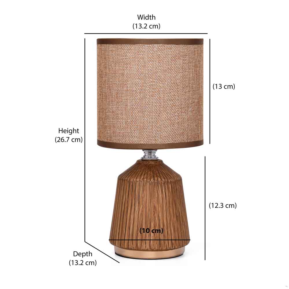 Fabric Shade Ripples Design Ceramic Base Table Lamp (Beige)