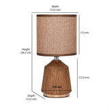 Fabric Shade Ripples Design Ceramic Base Table Lamp (Beige)