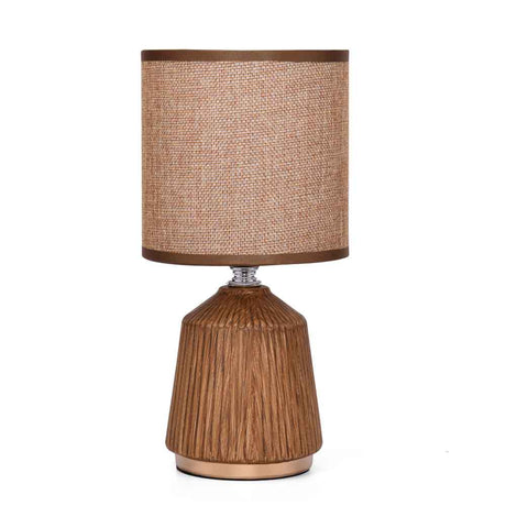 Fabric Shade Ripples Design Ceramic Base Table Lamp (Beige)