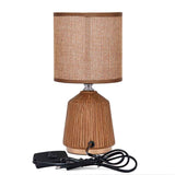 Fabric Shade Ripples Design Ceramic Base Table Lamp (Beige)