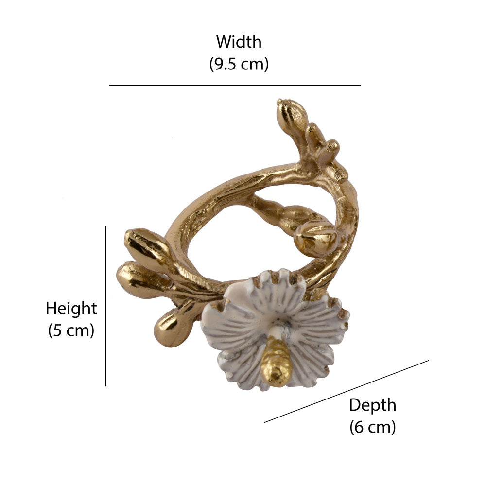 Flora Twigs Metal Napkin Rings Set of 2 (Gold & White)