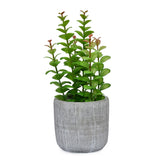 Artificial Apple Leaf Plant With Cement Pot (Green)