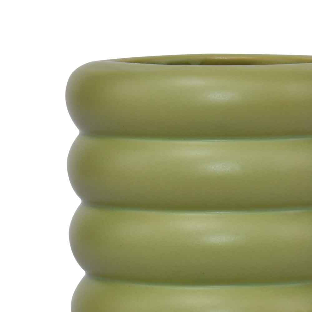 Cylindrical Decorative Ceramic Vase (Green)