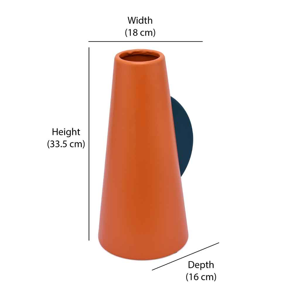 Single Ear Decorative Ceramic Vase (Orange)