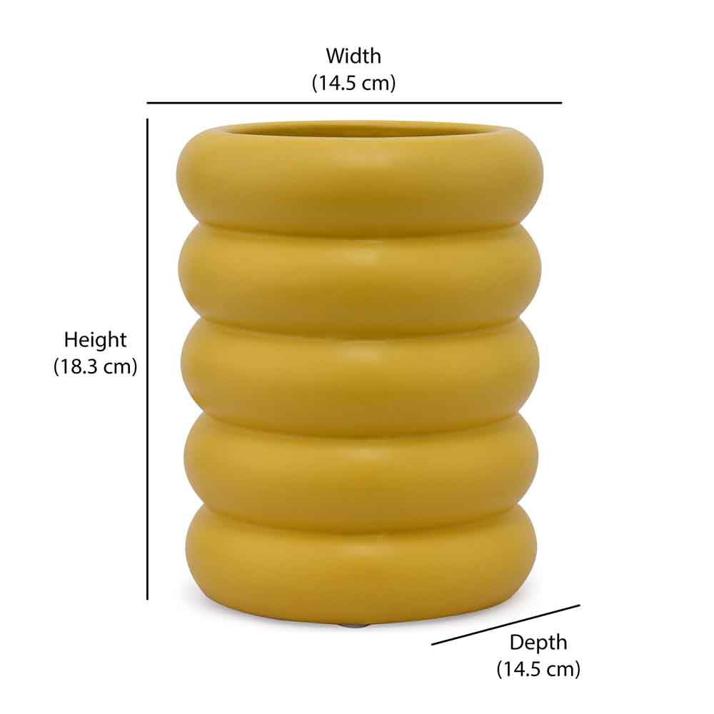 Cylindrical Decorative Ceramic Vase (Yellow)