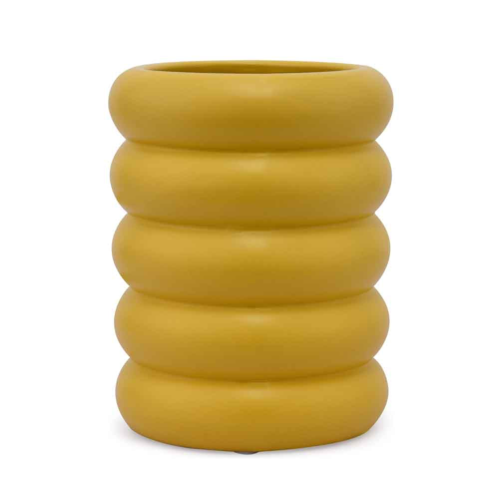 Cylindrical Decorative Ceramic Vase (Yellow)