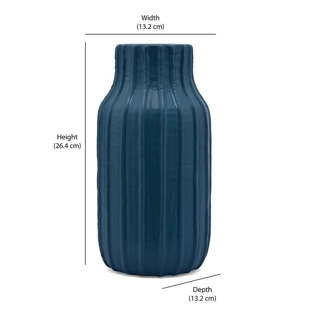 Bottle Shaped Decorative Ceramic Vase (Blue)