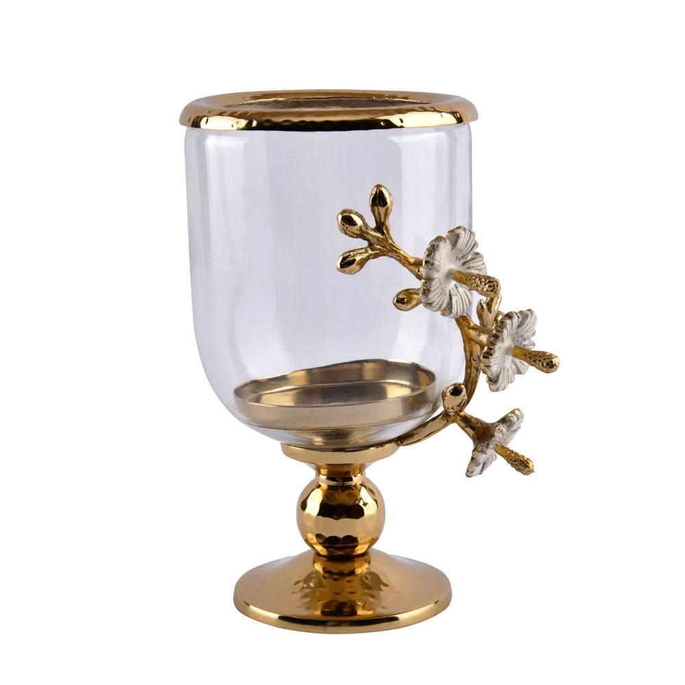 Twigs Hurricane Candle Stand - Small  (Transparent & Gold)