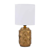 Fabric Shade 3D Square Ceramic Base Table Lamp (Gold)