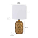 Fabric Shade 3D Square Ceramic Base Table Lamp (Gold)