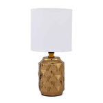 Fabric Shade 3D Square Ceramic Base Table Lamp (Gold)