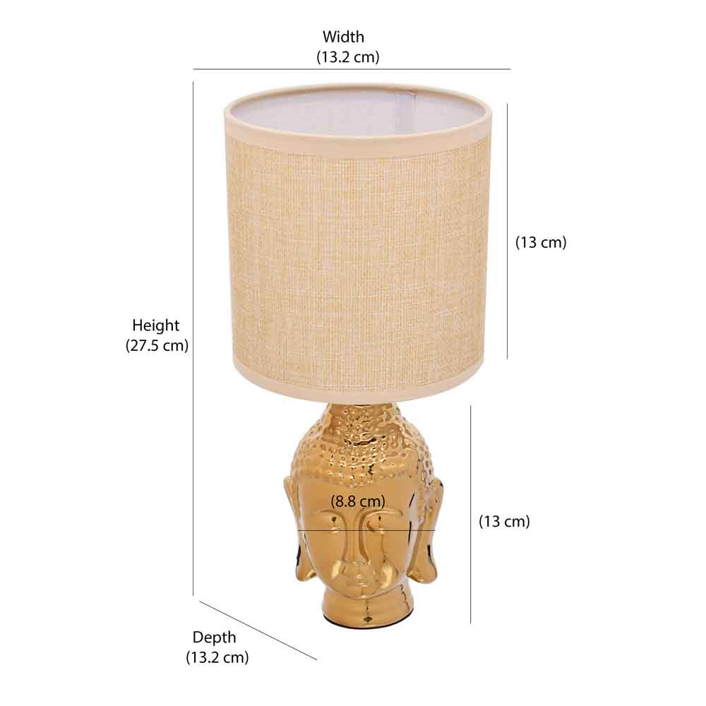 Buddha Face Ceramic Base Table Lamp (Gold)