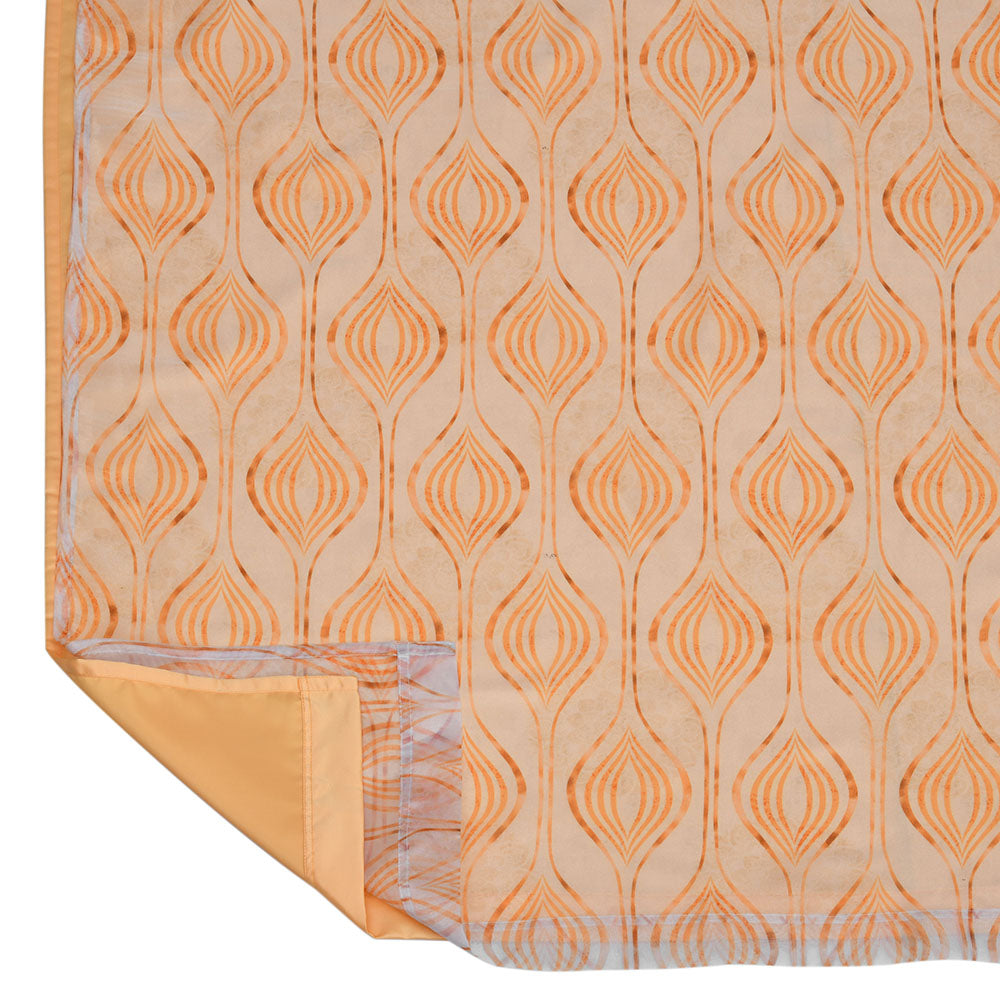 Abstract 5 Ft Polyester Double Layer Window Curtains Set of 2 (Beige)