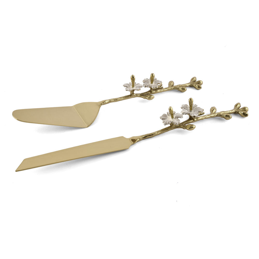 Floral Design Steel & Brass Cutlery Set (Gold)