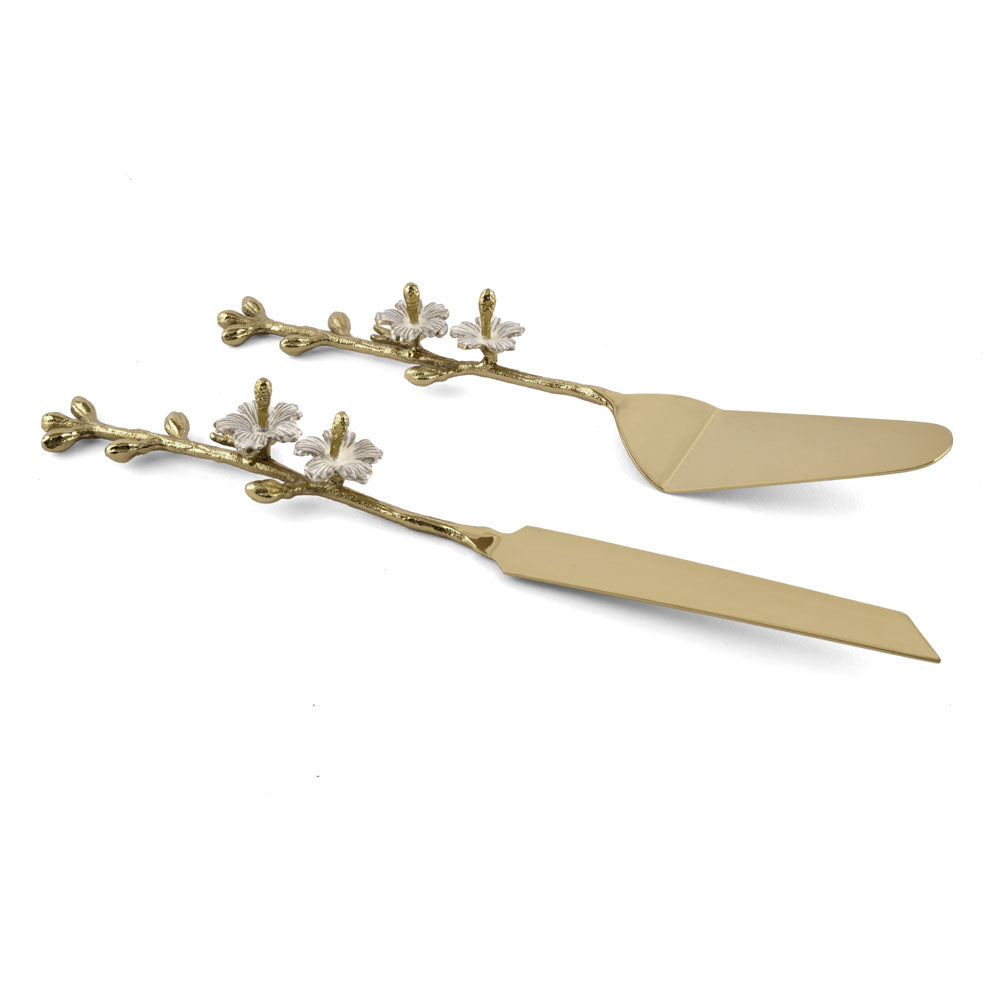 Floral Design Steel & Brass Cutlery Set (Gold)