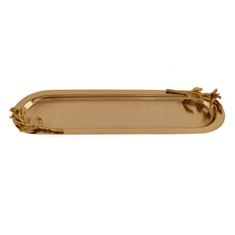 Decorative Oval Metal Serving Tray (Large, Gold)