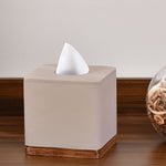 Leather Finish Polyresin Square Tissue Box (Cream)