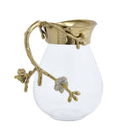 Floral Design Metal & Glass Serving Jug (Transparent & Gold)