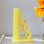 Tri Ring Dolomite Taper Candle Holder (Yellow)