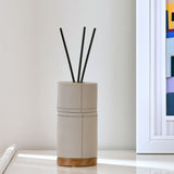 Leather Finish Reed Diffuser Storage Jar With 3 Sticks (Cream)