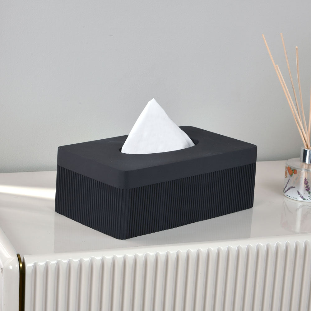 Nilkamal Fluted Design Polyresin Rectangular Tissue Box (Grey)