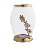 Decorative Glass & Metal Oval Vase (Small, Transparent & Gold)