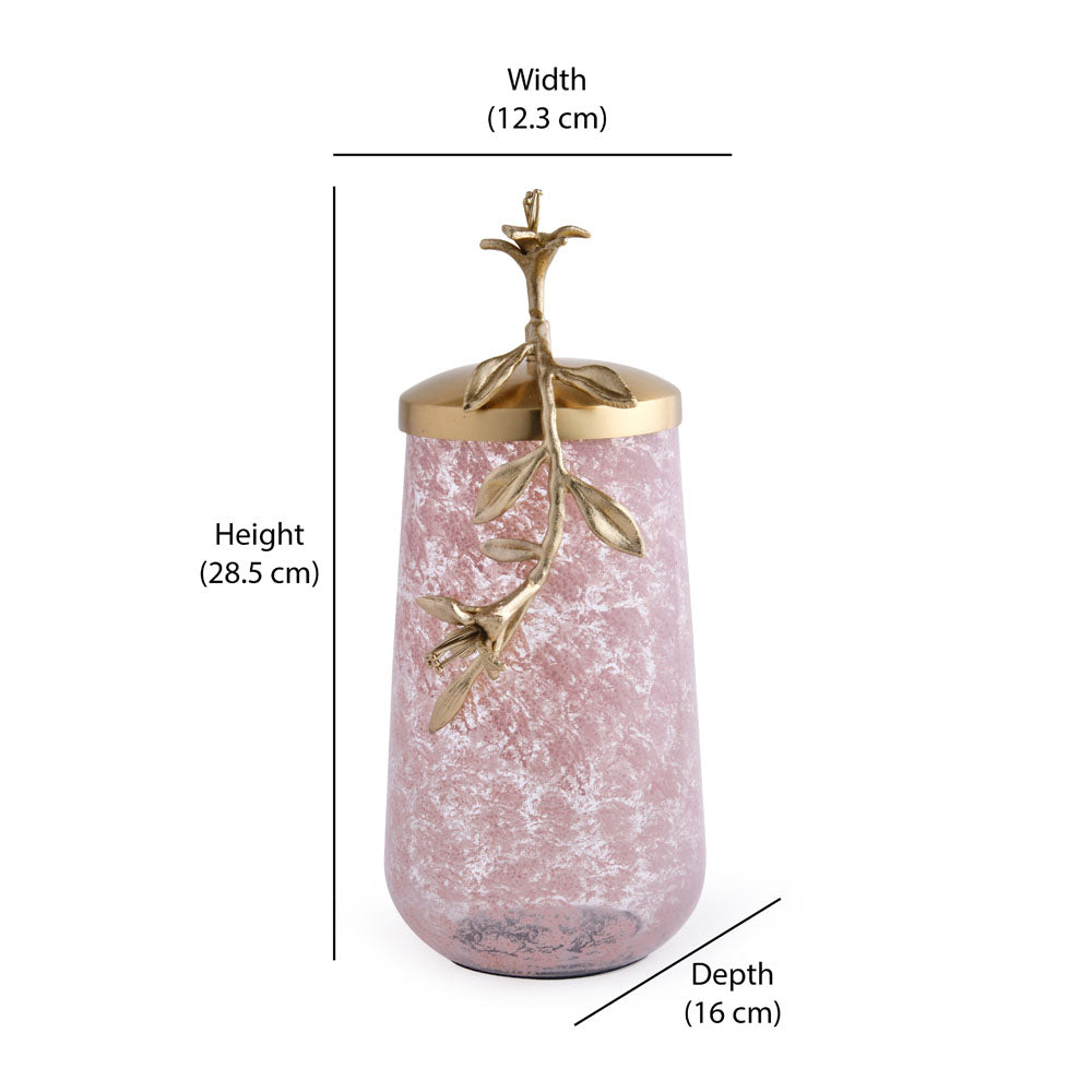 Lily Twigs Glass & Metal Urn (Small, Pink & Gold)