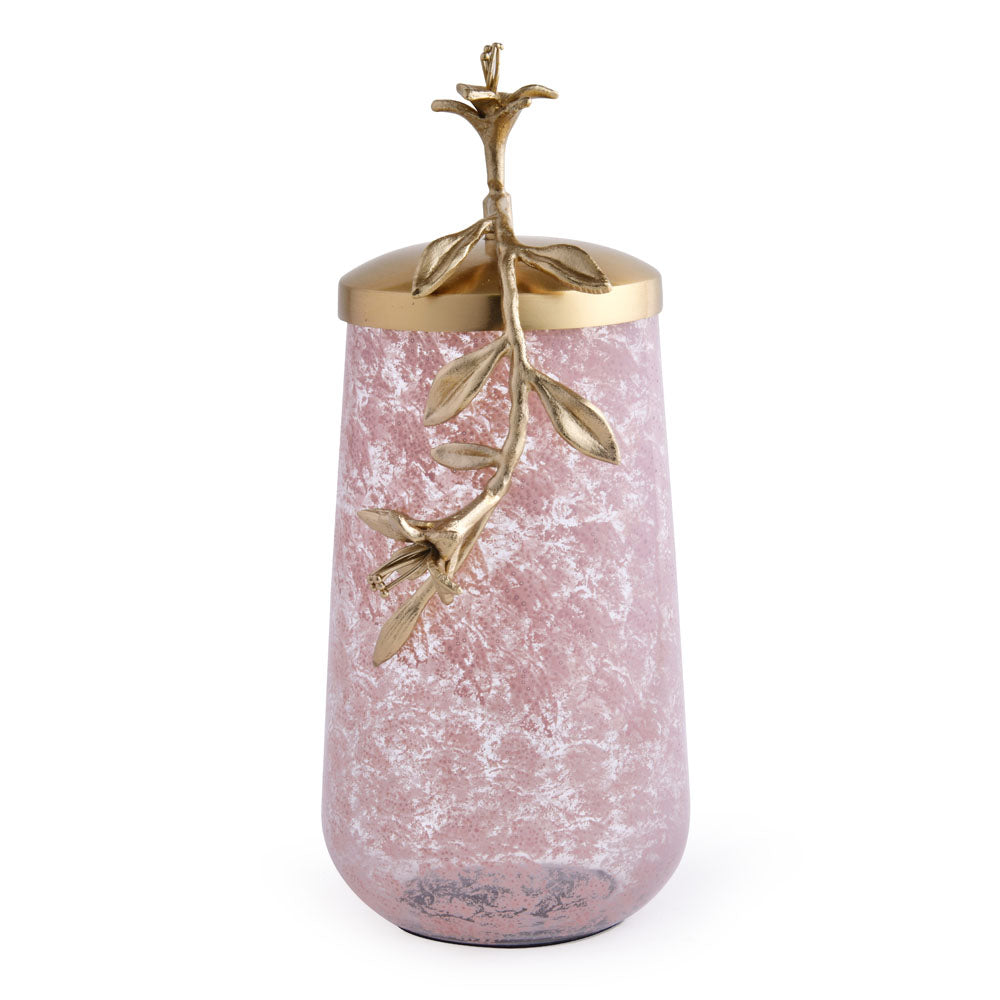 Lily Twigs Glass & Metal Urn (Small, Pink & Gold)