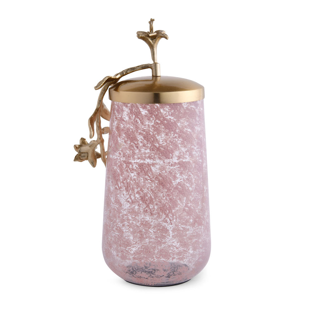 Lily Twigs Glass & Metal Urn (Small, Pink & Gold)