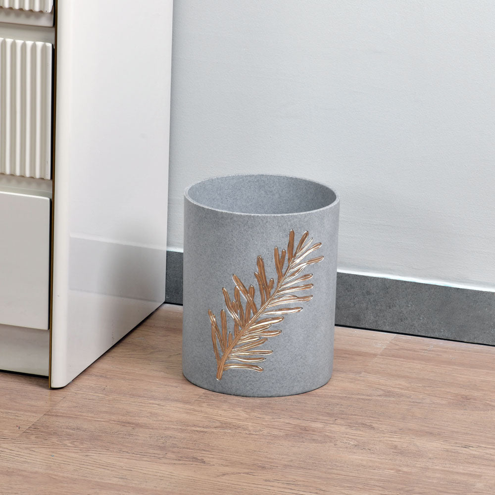 Nilkamal Leaf Design Polyresin Dustbin 8 Litre Grey