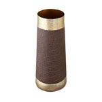 Faux Leather and Metal Vase  - Large (Brown & Gold)