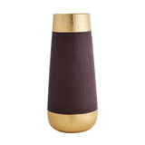 Faux Leather and Metal Vase  - Small (Brown & Gold)