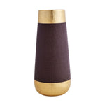 Faux Leather and Metal Vase  - Small (Brown & Gold)