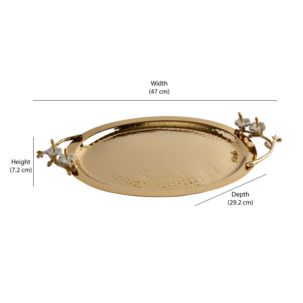 Decorative Oval Metal Serving Tray (Gold)