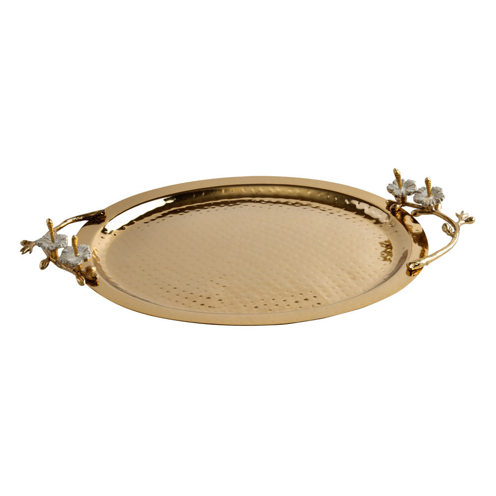 Decorative Oval Metal Serving Tray (Gold)