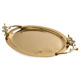 Decorative Oval Metal Serving Tray (Gold)