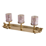 Decorative 3 Votives Metal & Glass Candle Stand (Pink & Gold)