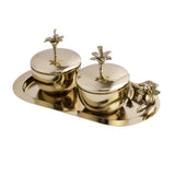 Lily Twigs Twin Bowl Condiment Set with Tray (Gold)