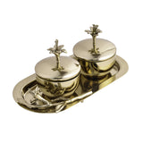 Lily Twigs Twin Bowl Condiment Set with Tray (Gold)