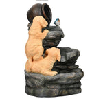 Two Dogs with Pot Polyresin Water Fountain (Grey)