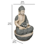 Buddha with Floral Bowl Indoor Outdoor Water Fountain (Grey)