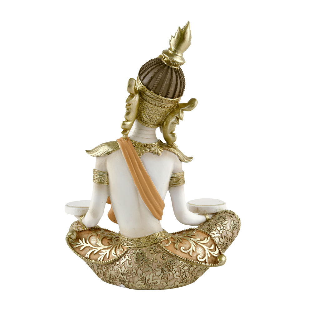 Buddha Holding Platter Decorative Polyresin Showpiece (Cream)