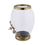 Decorative Glass & Metal Oval Vase (Large, Transparent & Gold)