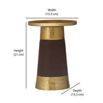 Decorative Faux Leather & Metal Candle Holder (Small, Brown & Gold)