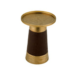 Decorative Faux Leather & Metal Candle Holder (Small, Brown & Gold)